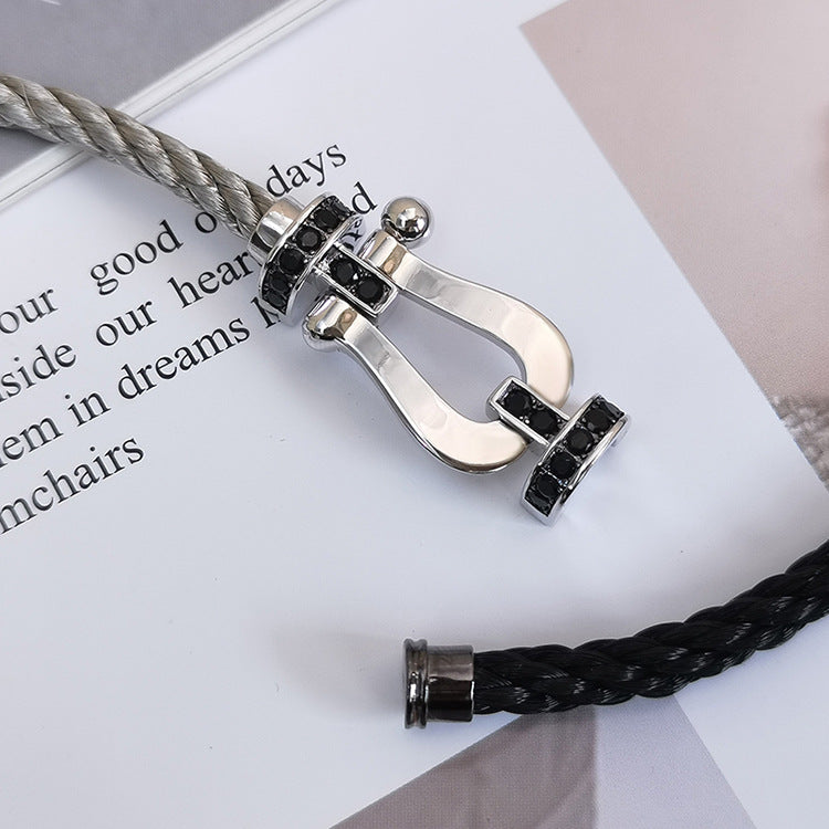 ミロ フォース ラージ ホースシュー ブラック ダイヤモンド ブレスレット シルバー