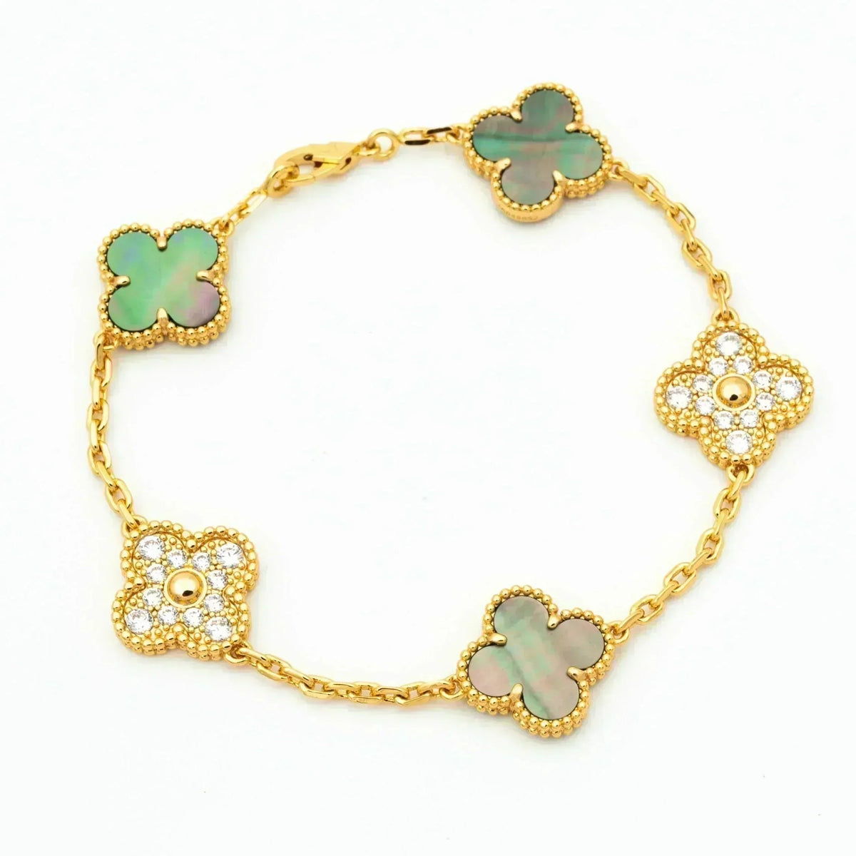 [Miro ]New CLOVER 5 MOTIF GRAY MOP BRACELET COLLECTION