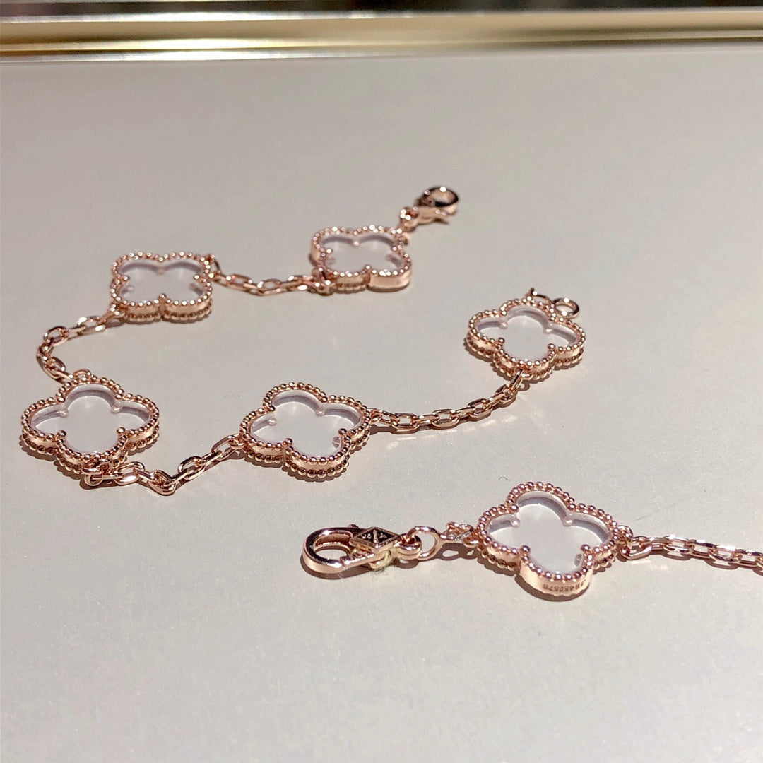 [Miro ]New CLOVER 5 MOTIF ROCK CRYSTAL BRACELET