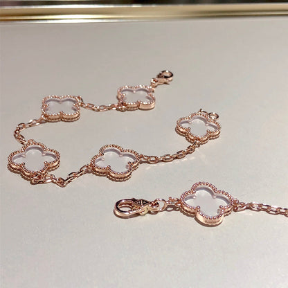 [Miro ]New CLOVER 5 MOTIF ROCK CRYSTAL BRACELET