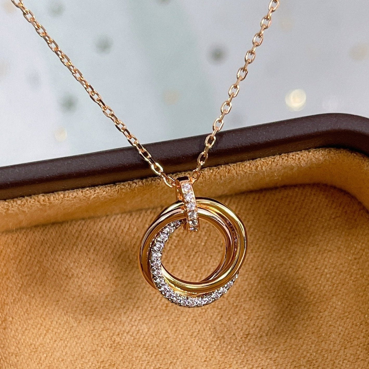 Miro TRINITY NECKLACE SILVER GOLD PINK GOLD DIAMONDS