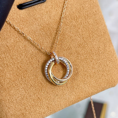 Miro TRINITY NECKLACE SILVER GOLD PINK GOLD DIAMONDS