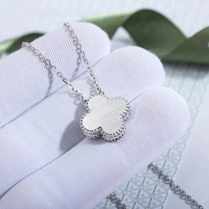 Miro CLOVER  15MM DIAMOND LASER NECKLACE SILVER