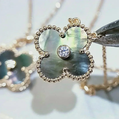 Miro CLOVER 15MM DIAMOND AND MOTHER-OF-GREY NECKLACE