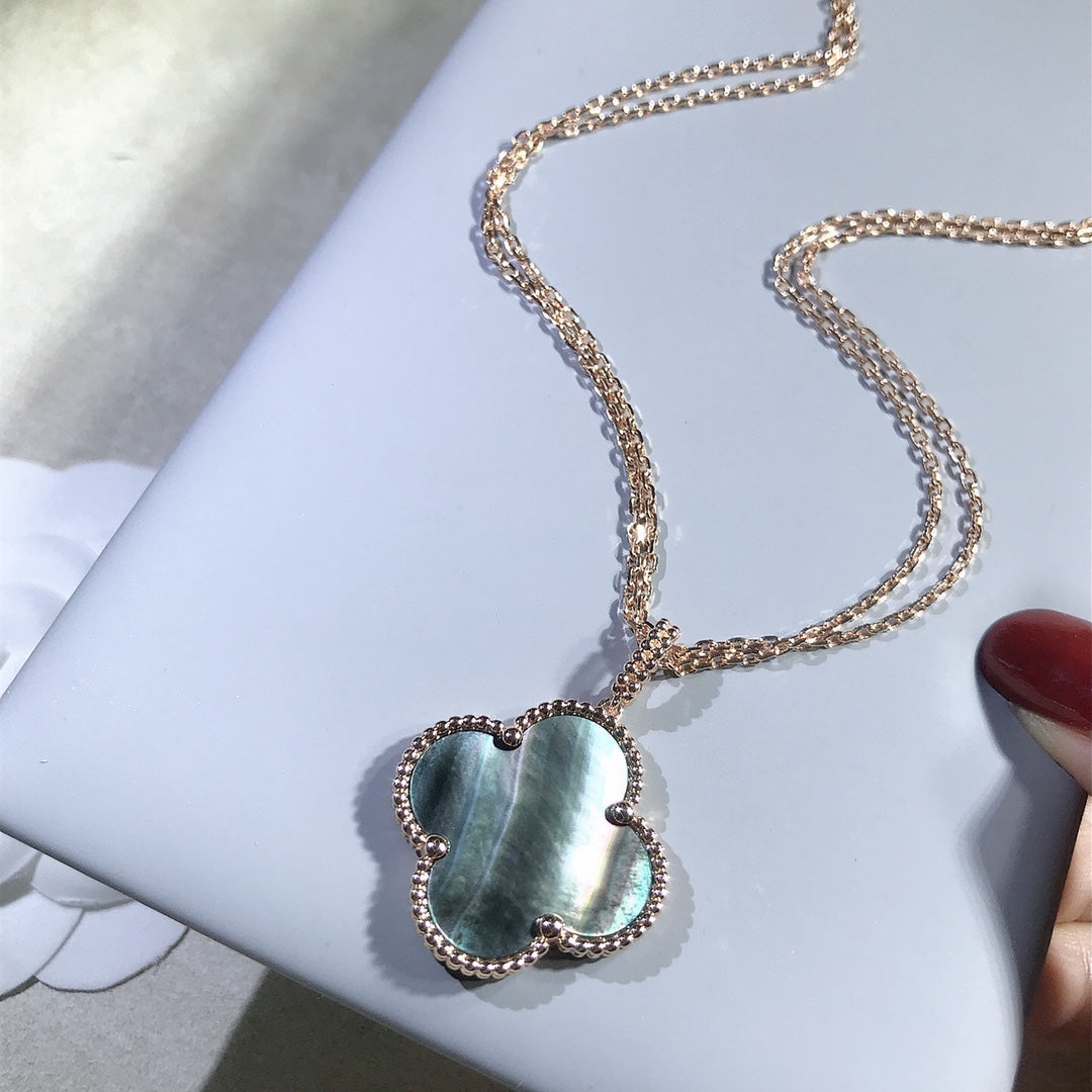 Miro CLOVER 25MM GOLD DARK MOP BIG CLOVER NECKLACE