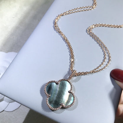 Miro CLOVER 25MM GOLD DARK MOP BIG CLOVER NECKLACE
