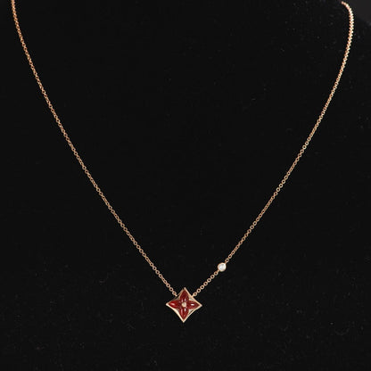 Miro STAR NECKLACE PINK GOLD 1 DIAMOND