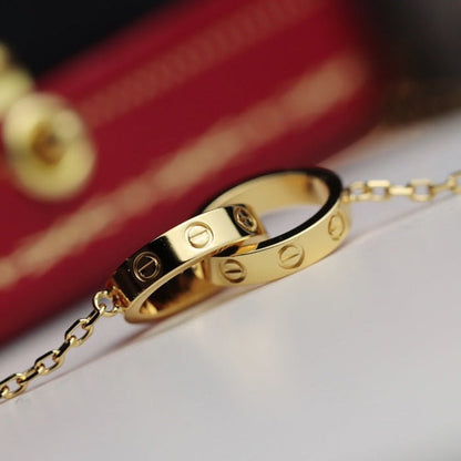 Miro LOVE NECKLACE DOUBLE RING GOLD
