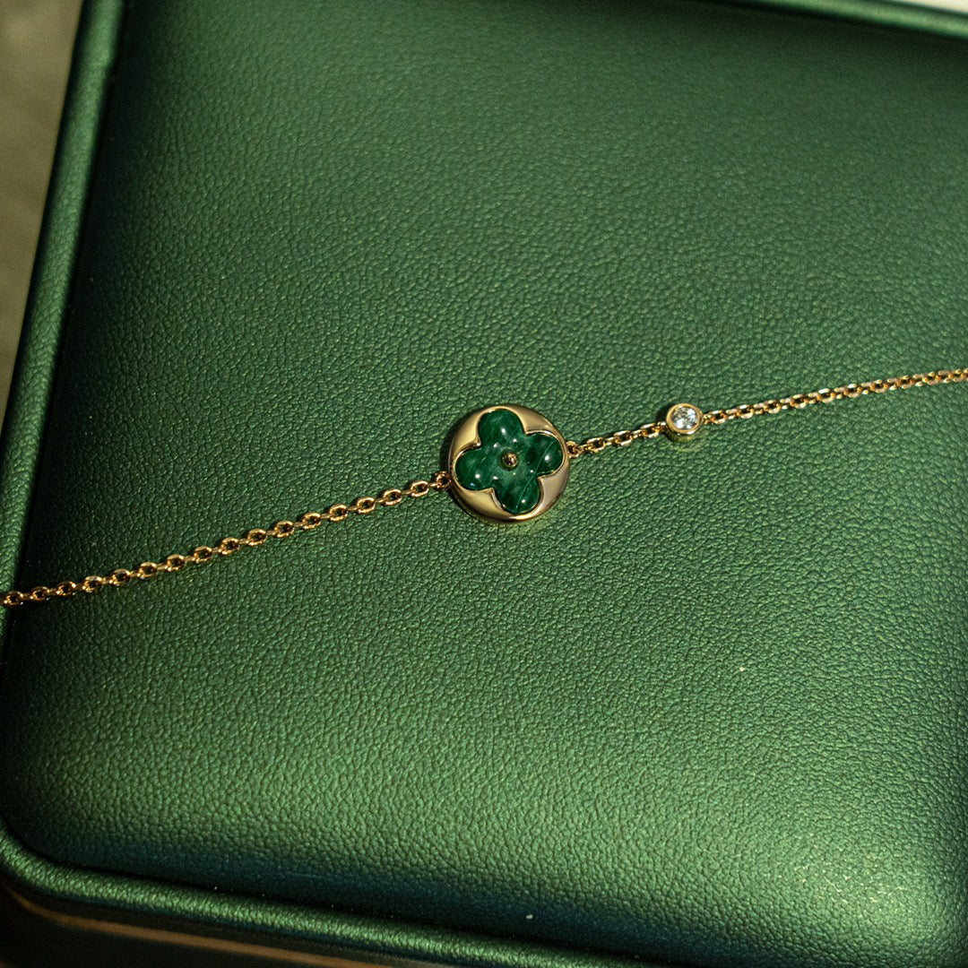 Miro SUN MALACHITE 1 DIAMOND PINK GOLD BRACELET