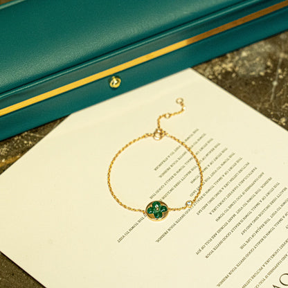 Miro SUN MALACHITE 1 DIAMOND PINK GOLD BRACELET