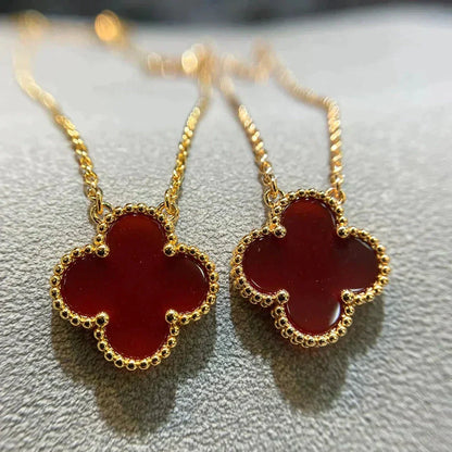 Miro CLOVER 15MM CARNELIAN SINGLE FLOWER NECKLACE
