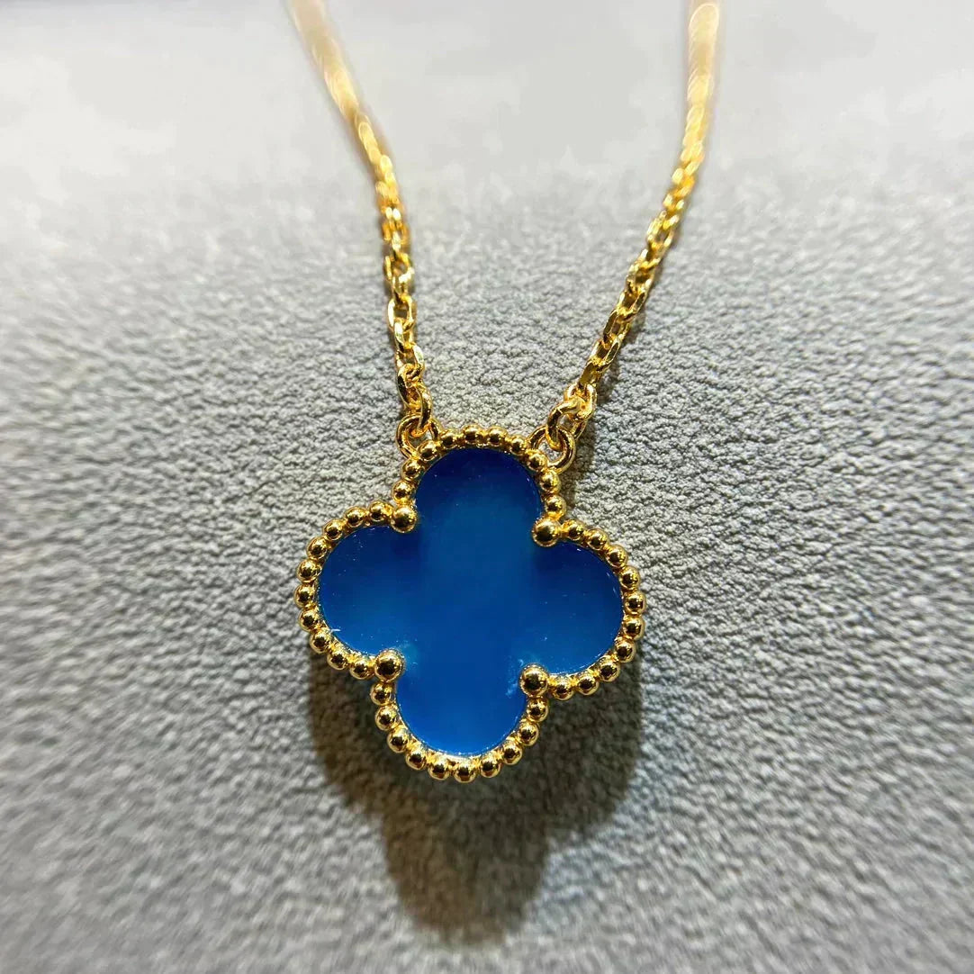 Miro CLOVER 15MM BLUE AGATE NECKLACE