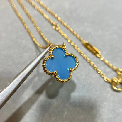 Miro CLOVER 15MM BLUE AGATE NECKLACE