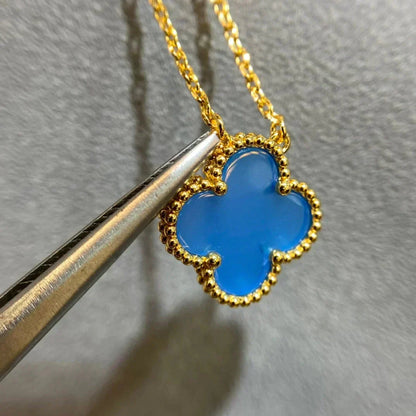 Miro CLOVER 15MM BLUE AGATE NECKLACE