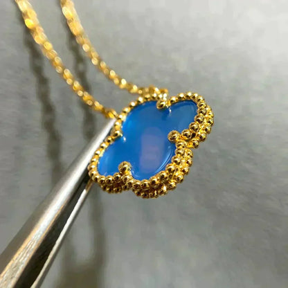 Miro CLOVER 15MM BLUE AGATE NECKLACE