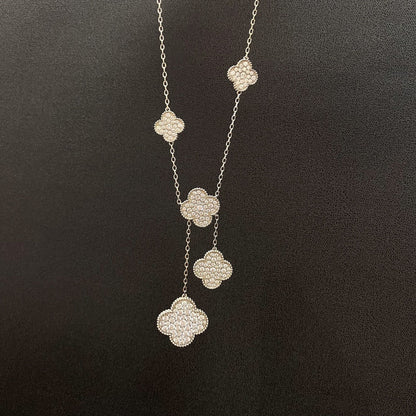 Miro CLOVER 5 MOTIFS SILVER DIAMONDS NECKLACE