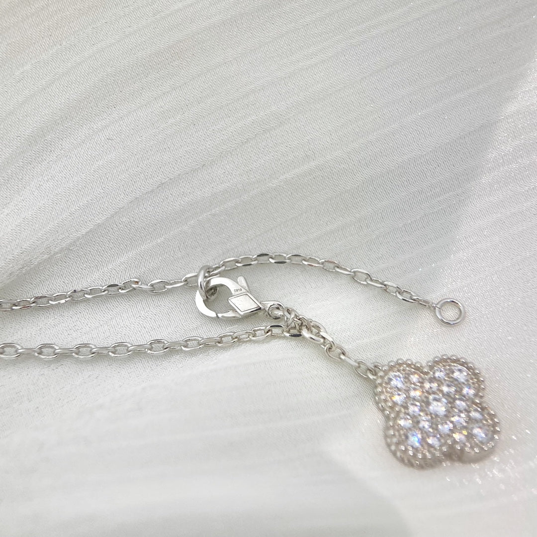 Miro CLOVER 5 MOTIFS SILVER DIAMONDS NECKLACE