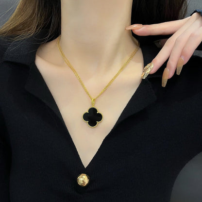 Miro CLOVER 25MM NECKLACE GOLD ONYX