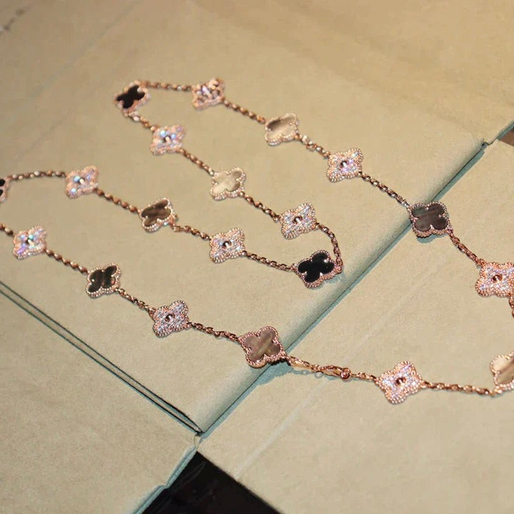 Miro CLOVER 20 MOTIFS DARK MOP DIAMOND  NECKLACE