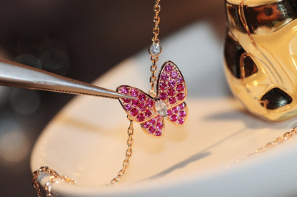Miro BUTTERFLY RED DIAMOND ROSE GOLD NECKLACE