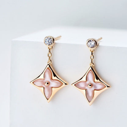 Miro DOUBLE STAR PINK GOLD MOP DROP EARRINGS