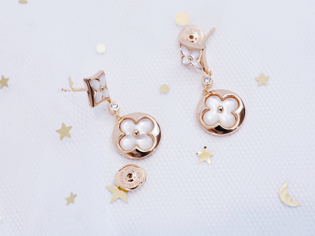 Miro STAR AND SUN PINK GOLD MOP DROP EARRINGS