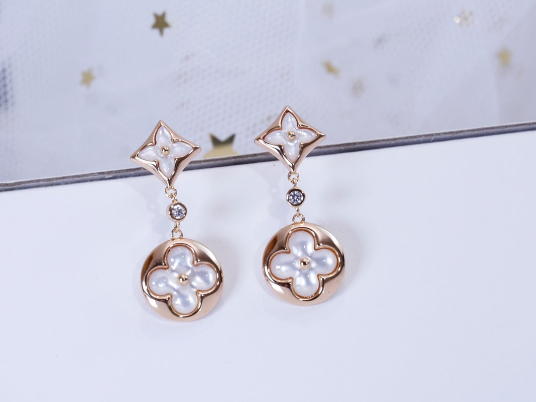 Miro STAR AND SUN PINK GOLD MOP DROP EARRINGS