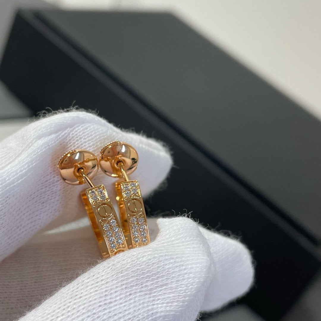 Miro LOVE DIAMOND PINK GOLD HOOP EARRINGS