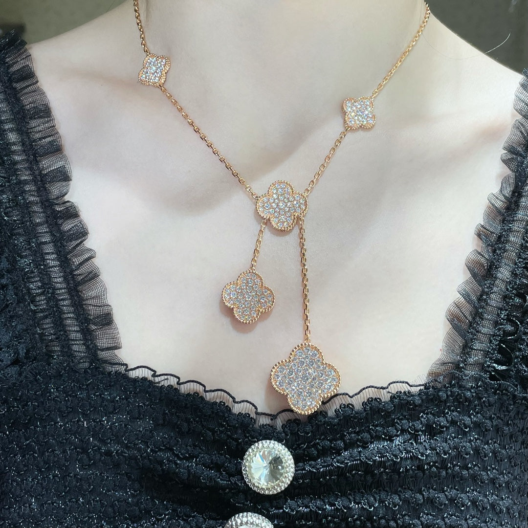 Miro CLOVER 6 MOTIF DIAMOND PAVED NECKLACE