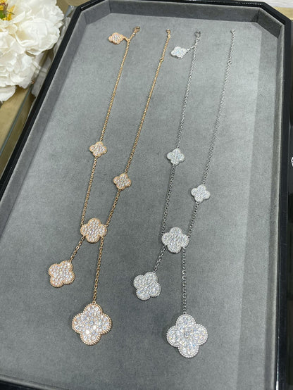 Miro CLOVER 6 MOTIF DIAMOND PAVED NECKLACE