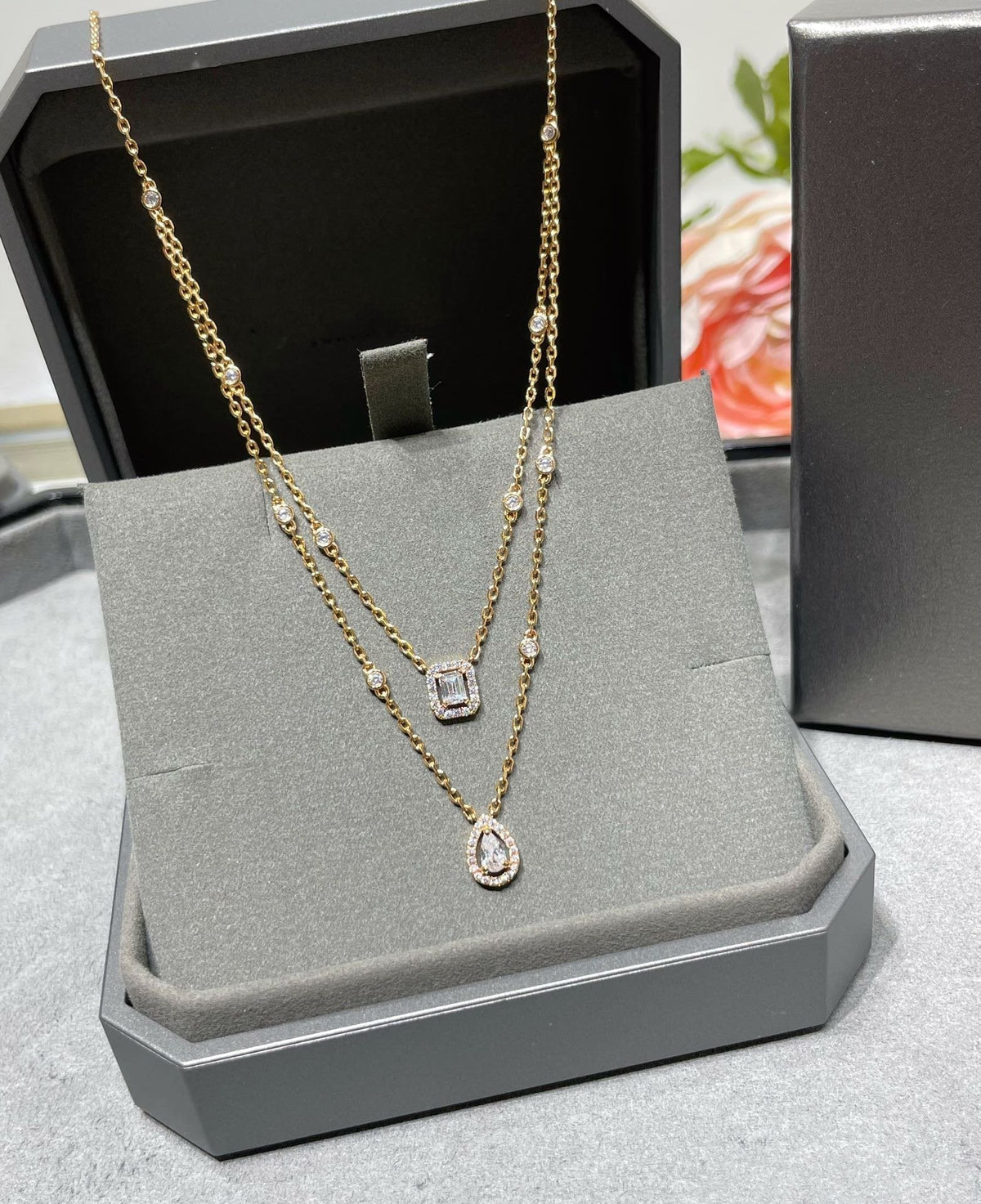 [Miro ]MY TWIN 2 ROW DIAMOND NECKLACE