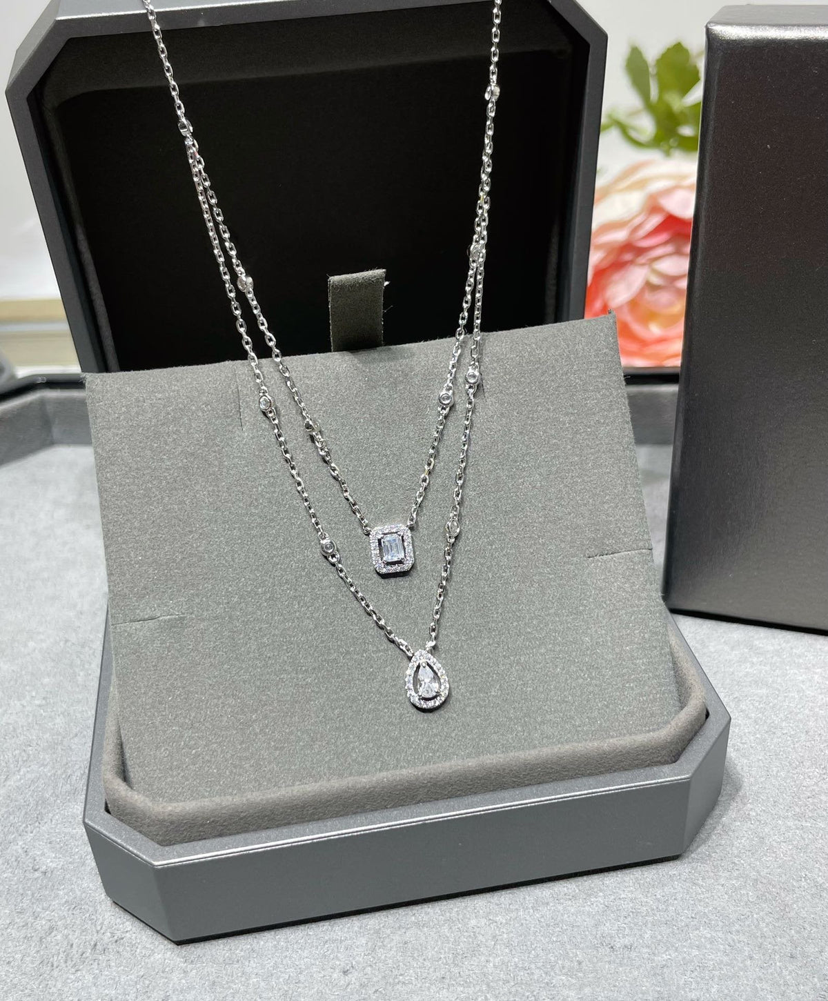 [Miro ]MY TWIN 2 ROW DIAMOND NECKLACE