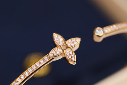 Miro IDYLLE PINK GOLD OPEN BRACELET DIAMOND PAVED