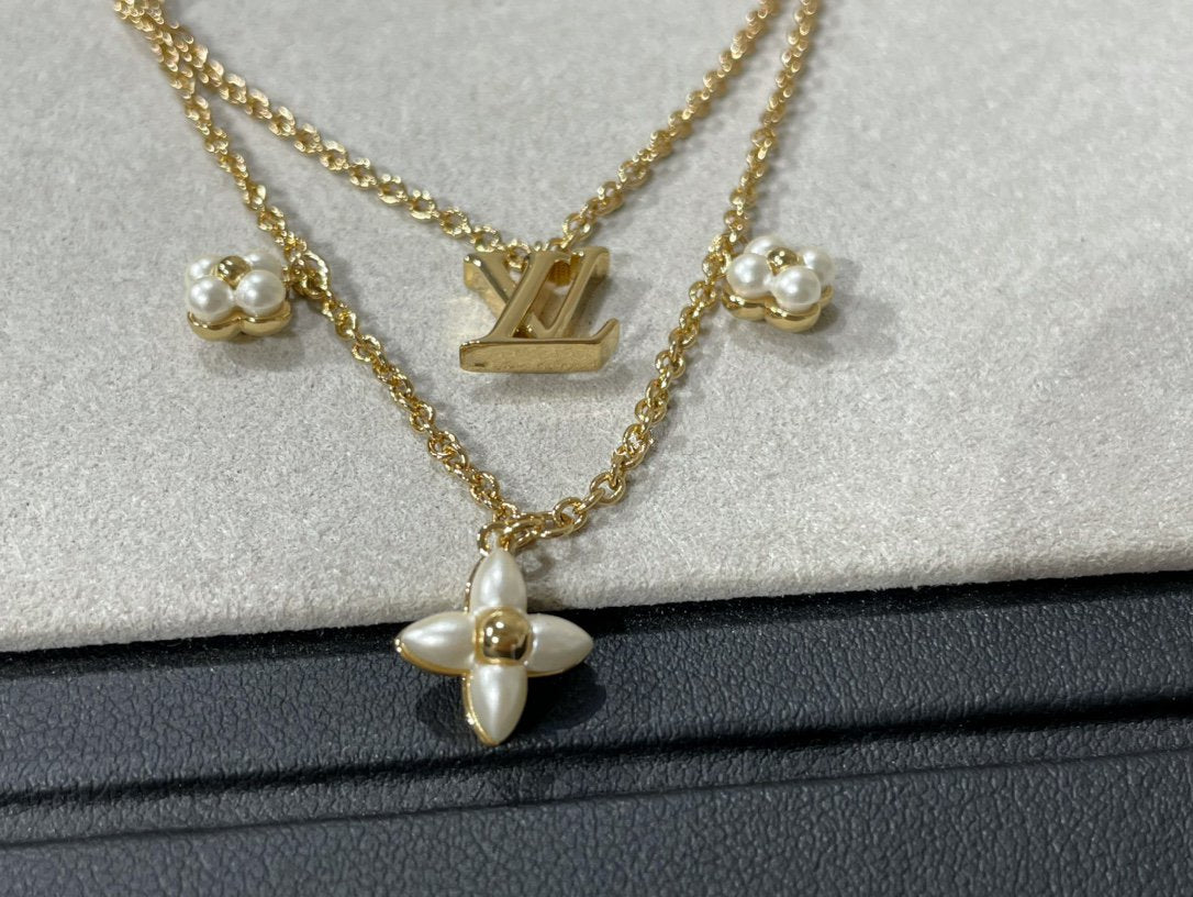Miro FLOWERGRAM GOLD MOP DOUBLE ROW NECKLACE