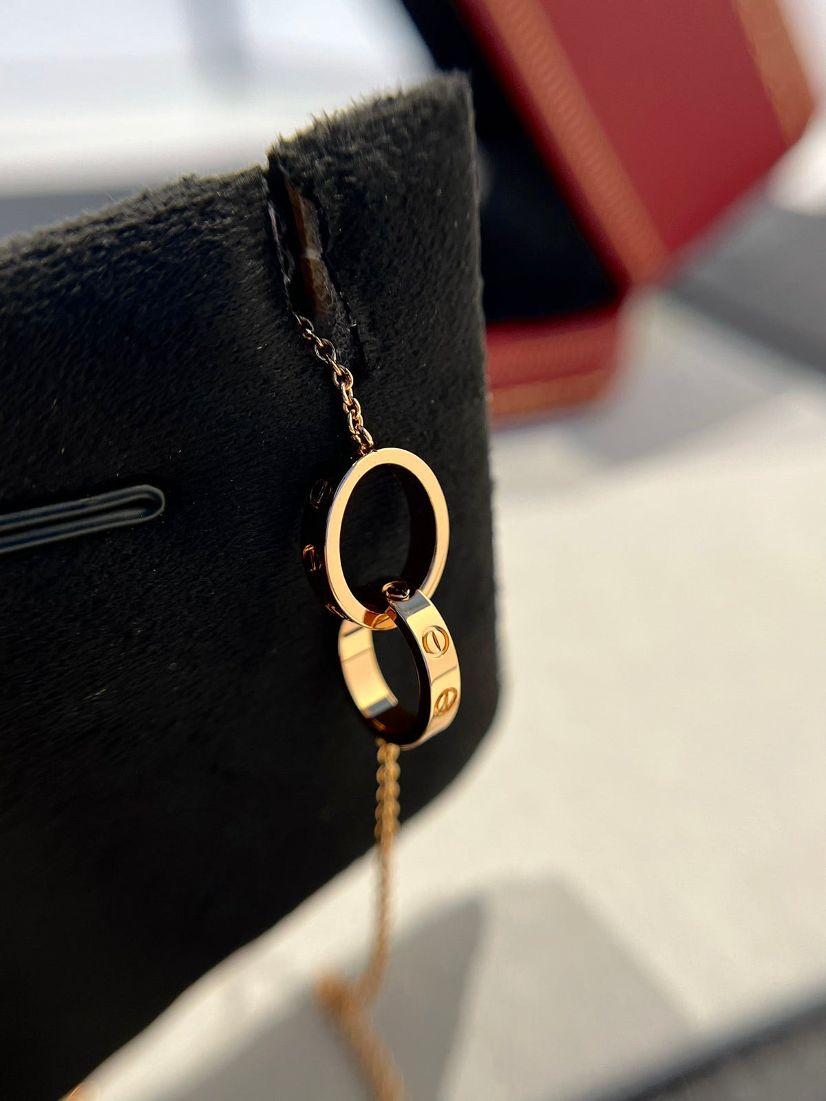 Miro LOVE NECKLACE DOUBLE RING PINK GOLD