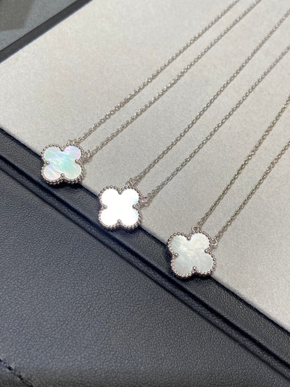 Miro CLOVER MEDIUM SILVER WHITE MOP NECKLACE
