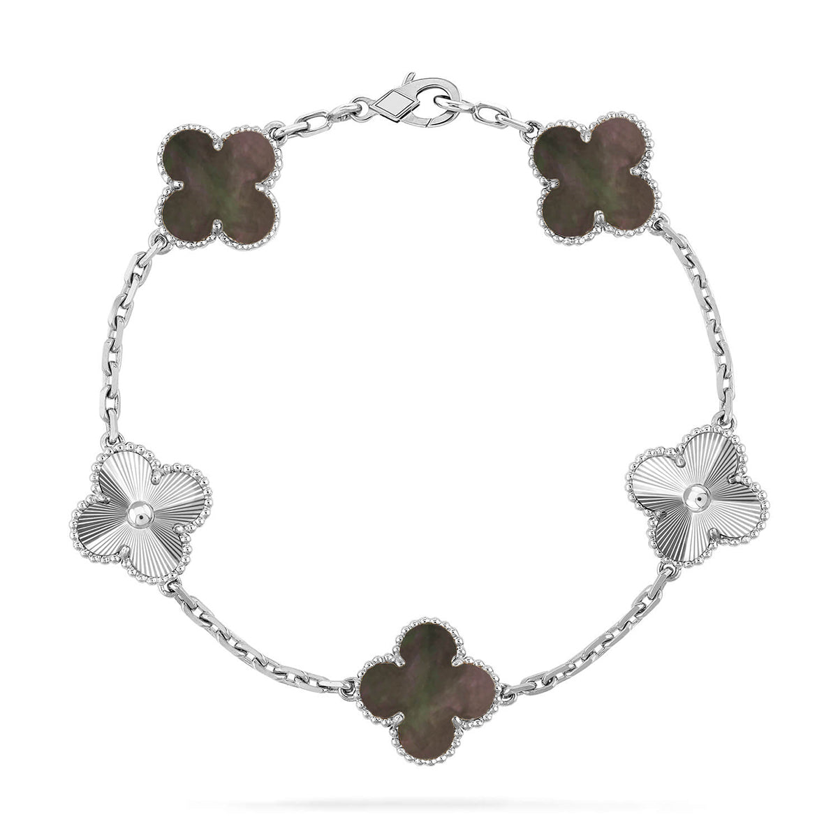 [Miro ]New CLOVER 5 MOTIF GRAY MOP BRACELET COLLECTION