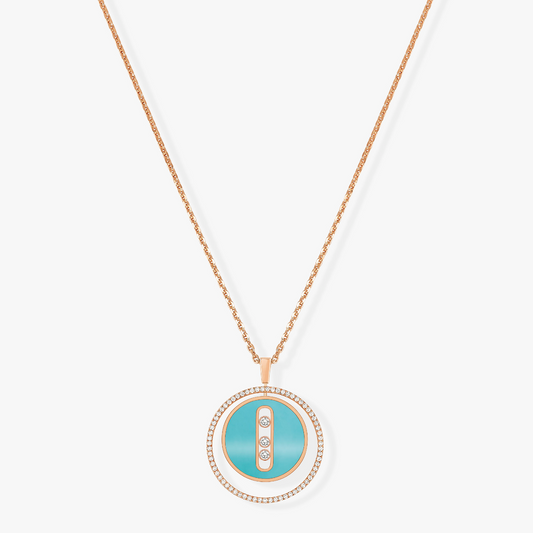 [Miro ]Miro  MOVE 3 DIAMONDS TURQUOISE PINK GOLD DIAMOND NECKLACE
