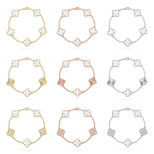 [Miro ]New CLOVER WHITE PEARL MOP 5 MOTIF BRACELET COLLECTION
