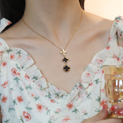 Miro STAR AND SUN ONYX PINK GOLD NECKLACE