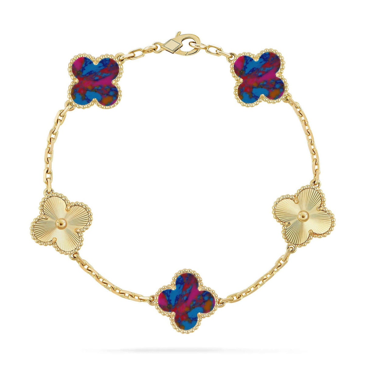 [Miro ]New CLOVER 5 MOTIF COLOR GEMSTONES BRACELET COLLECTION