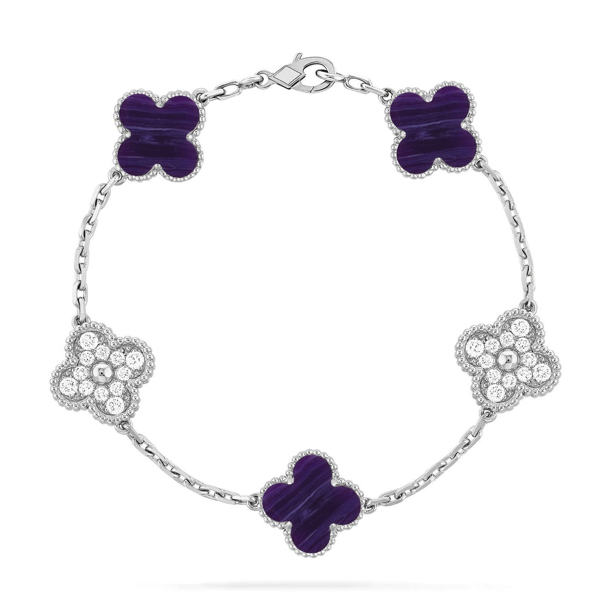 [Miro ]New CLOVER 5 MOTIF PURPLE STRIPES BRACELET COLLECTION