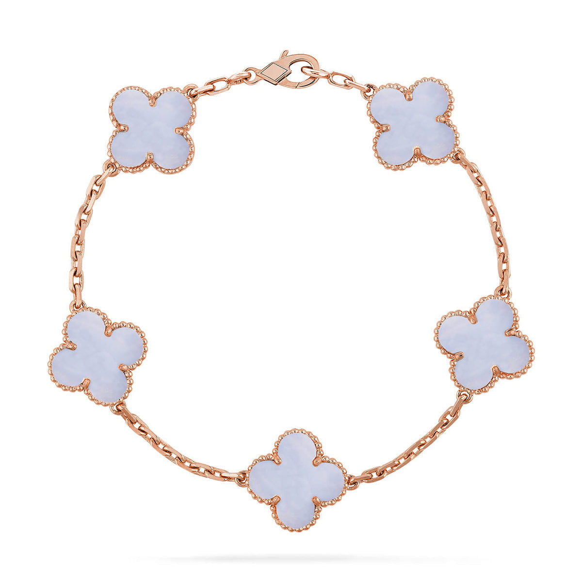 [Miro ]New  CLOVER 5 MOTIF PURPLE CHALCEDONY BRACELET COLLECTION