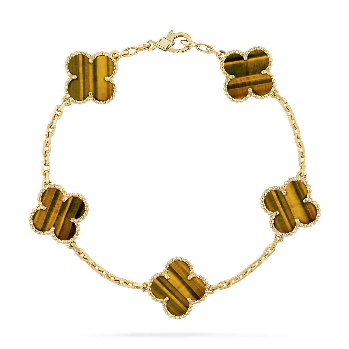 [Miro ]New  CLOVER 5 MOTIFS TIGER EYE BRACELET COLLECTION