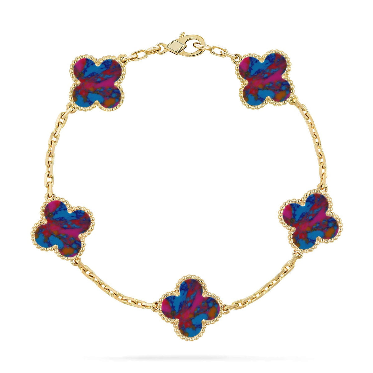[Miro ]New CLOVER 5 MOTIF COLOR GEMSTONES BRACELET COLLECTION