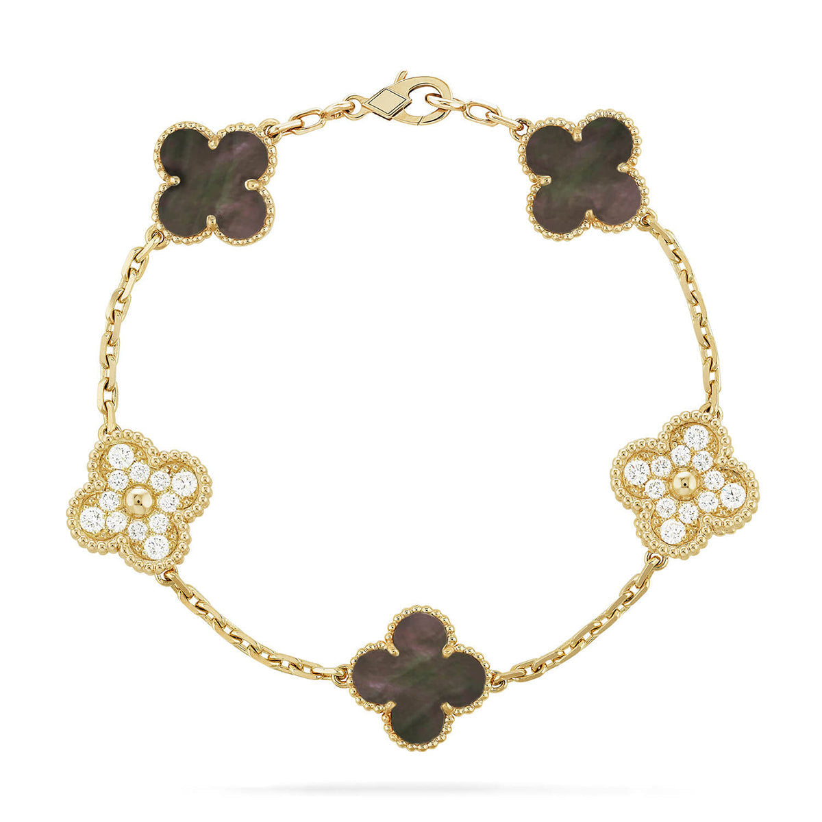 [Miro ]New CLOVER 5 MOTIF GRAY MOP BRACELET COLLECTION
