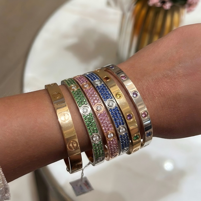 [Miro ] 2026 PAVE GEMSTONE LOVE BRACELET 6.1MM 10 DIAMONDS