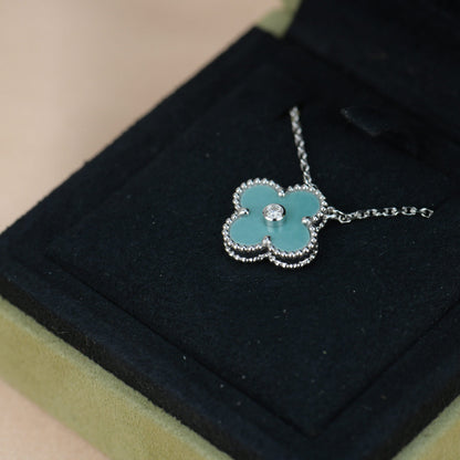 Miro CLOVER 15MM DIAMOND SVRES PORCELAIN  NECKLACE SILVER