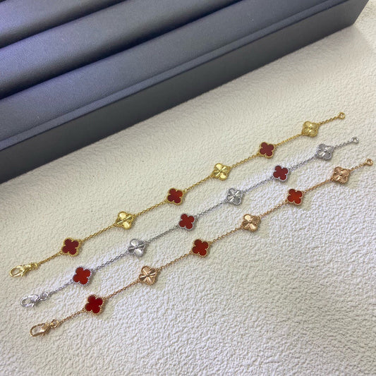 [Miro ]CLOVER 6 MOTIF RED AGATE LASER BRACELET