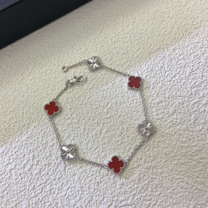 [Miro ]CLOVER 6 MOTIF RED AGATE LASER BRACELET